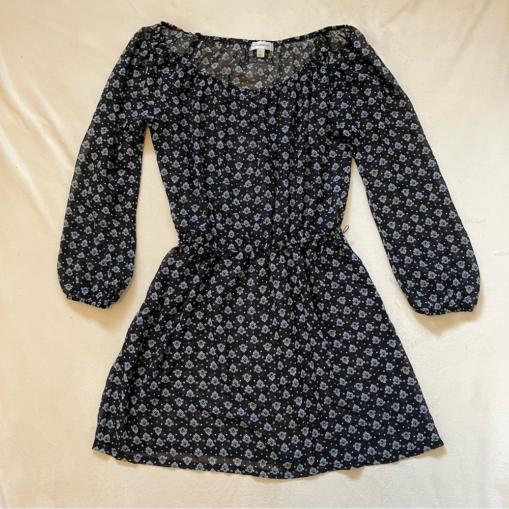 Sheer Dark Academia Olsenboye Black All Over Pattern Women's Dress Size S